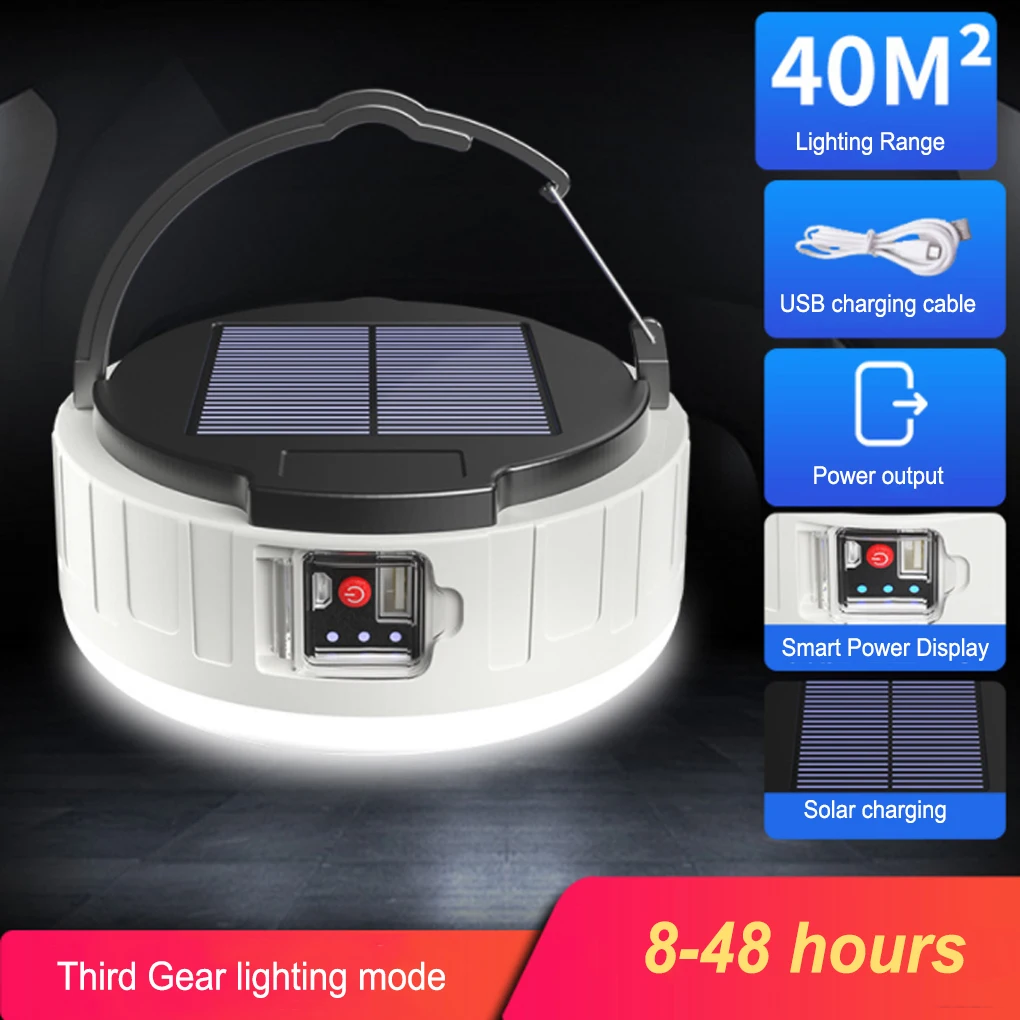 

Solar Lamp Rechargeable Camping Light Portable Bulb Hanging Lantern BBQ Hiking Waterproof Market HB209 Remote Control