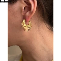 kshmir metal exaggerated fan shaped earrings for women with geometric irregularly shaped earrings and jewelry accessories gift