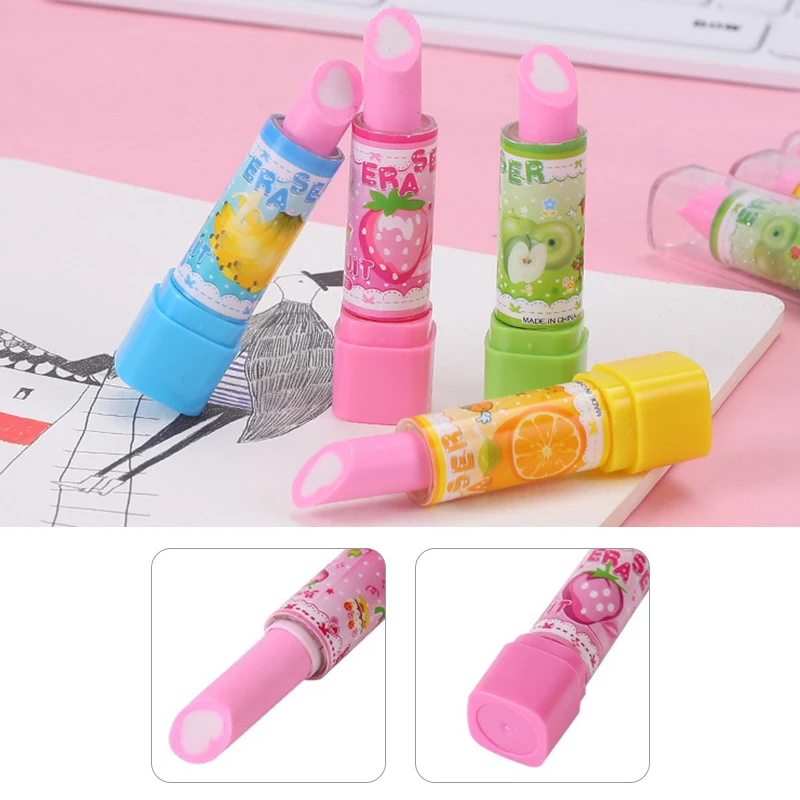 

Lipstick Shape Eraser For Kids Cartoon Cute Student Kawaii Eraser Cute School Supplies Stationery Kindergarten School Supplies