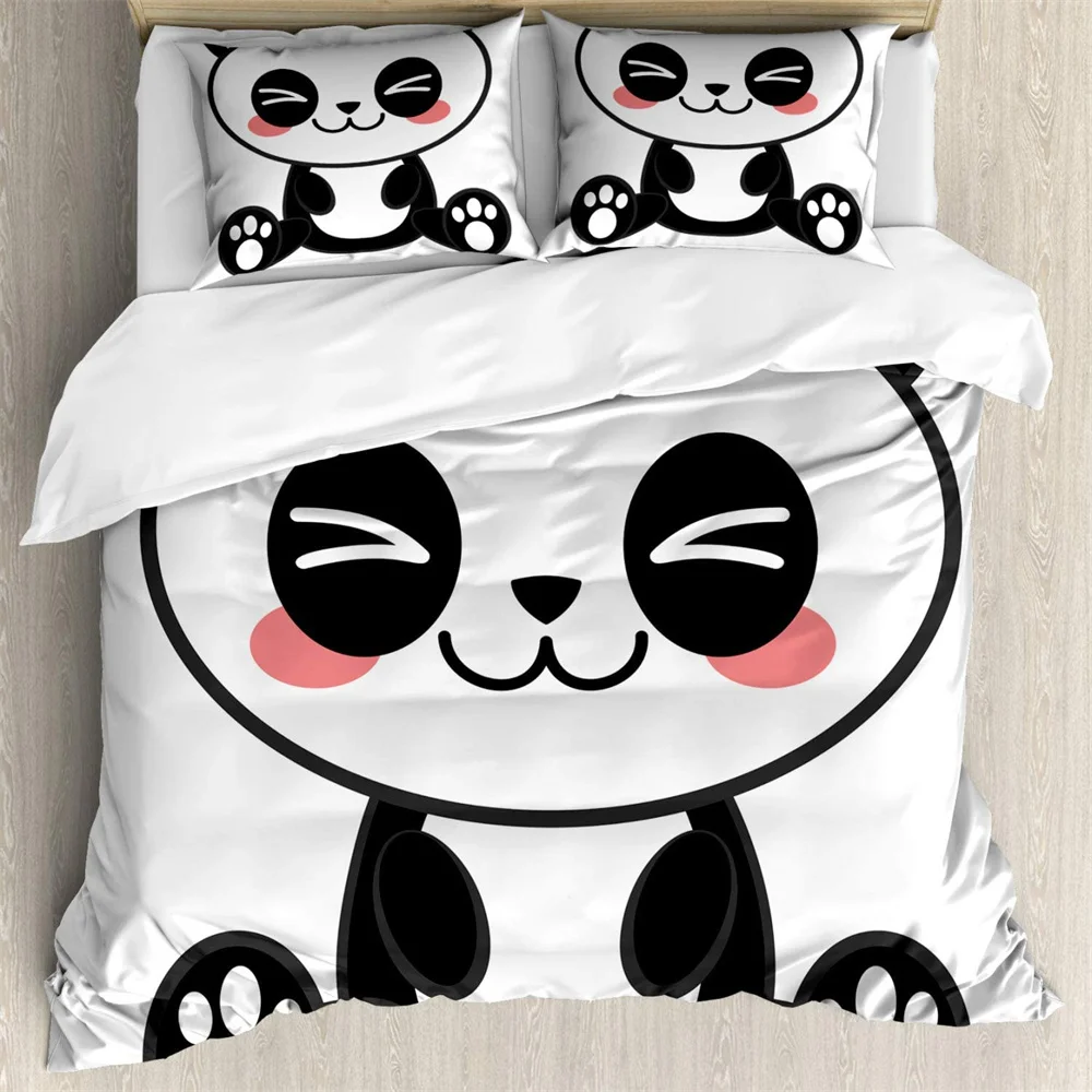

Panda pattern 3Pcs Bedding Sets 3D Digital Printing Custom Quilt Duvet Cover Set Home Queen King Quilt Pillowcase