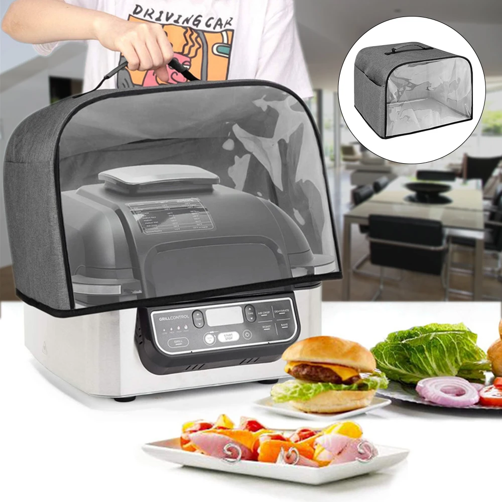 

Kitchen Dust Cap With Storage Pockets Toaster Cover Air Fryer Hood For Ninja Foodi Grill Household Bread Baking Oxford Fabric