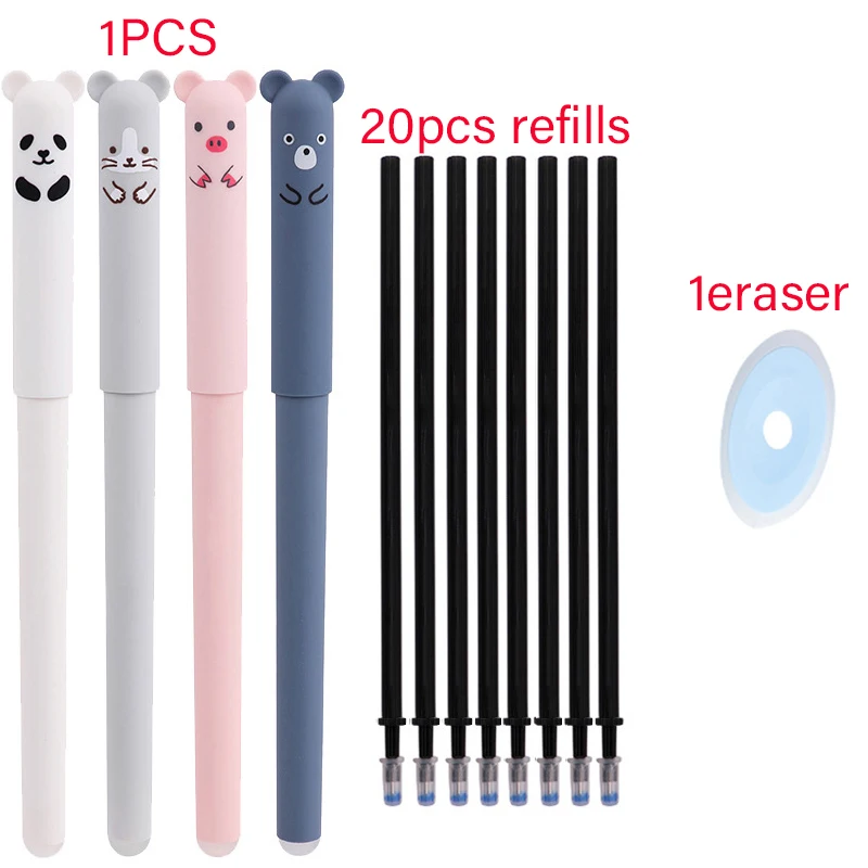 

22PCS Kawaii Koala Erasable Gel Pens Needle Tip Office Stationery School Stationery Supply Refills Writting Ballpoint Pen
