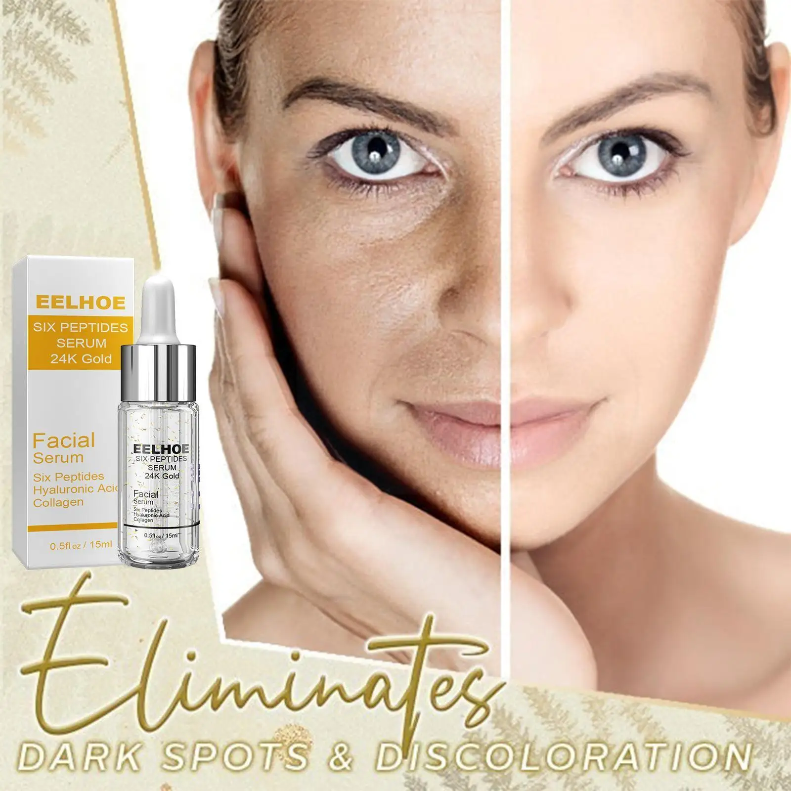 

24k Gold Face Essence Hyaluronic Acid Serum Whitening Anti Skin Anti-aging&Wrinkle Firming Skin Care Moisturizing Pores Shr E3V5