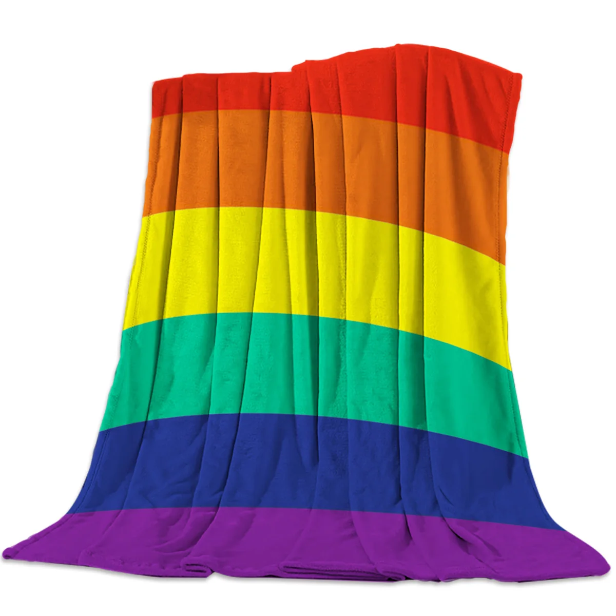 

Flannel Blankets Colorful Stripe Pride Rainbow Blanket Cushion Warm Throws on Sofa Bed Home Bedspread Travel Fleece Blanket