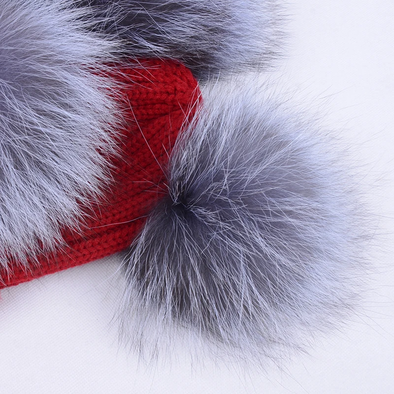 Европейская и американская новая негабаритная шапка с двойным мехом вязаная