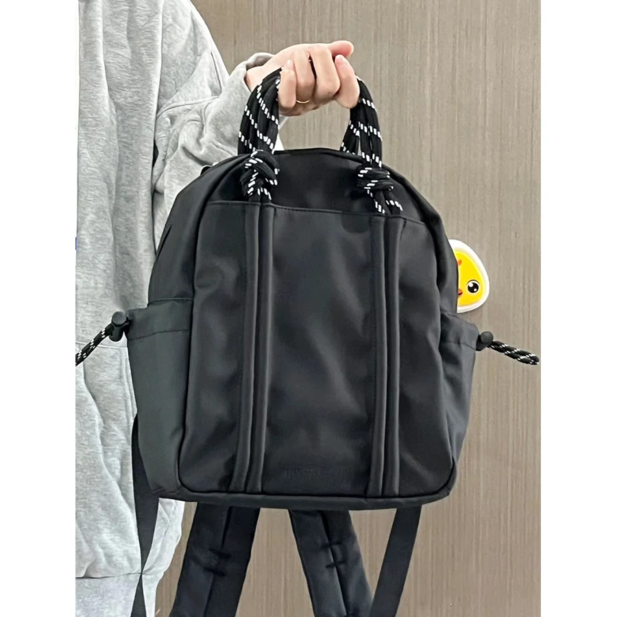 

New braided rope mini backpack for students Black shoulder bags men/women casual nylon bagpack travel soild color rucksack bolsa