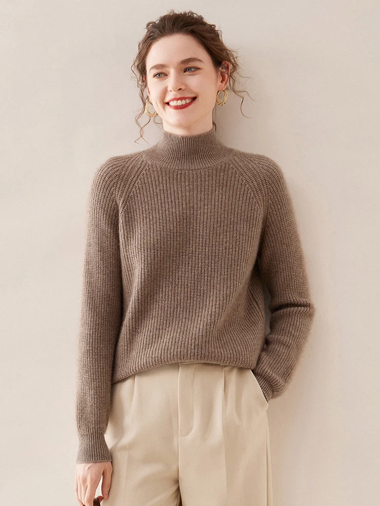 Новый вязаный женский кашемировый свитер с ложным воротником толстый теплый
