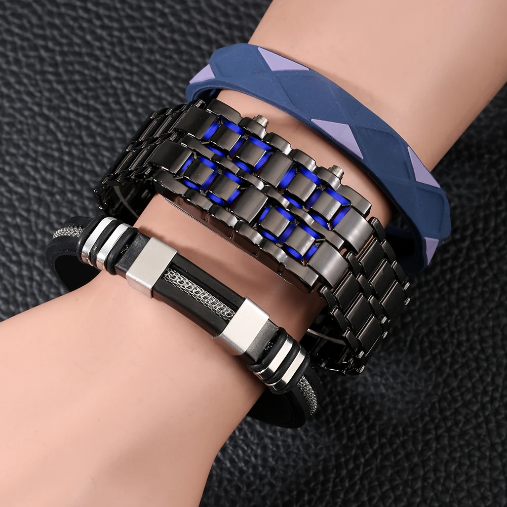 

Men Watch Sports Men Electronic Movement Casual Wrist Watch Bracelet Set Valentine's Day Gift for Boyfriend Husband Montre Homme