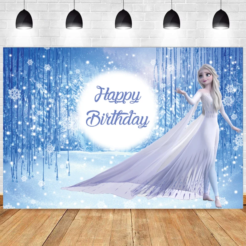

Frozen Backdrop Snow Queen Anna Girls Princess 1st Happy Birthday Party Photograph Background Photo Banner Decoration Studio