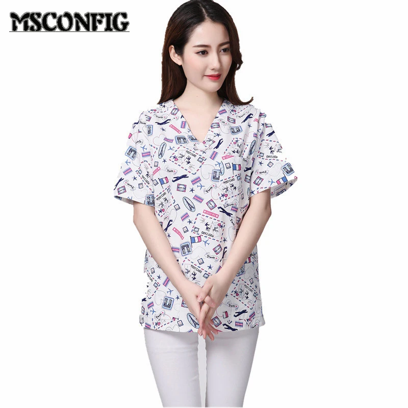 

Спецодежда с мультяшным рисунком для операционной Женская одежда для мытья рук щетка для аптеки домашних животных Больничная красота