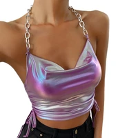 womens summer contrast color splicing womens fashion sleeveless halter top slim backless tank top women tops for women