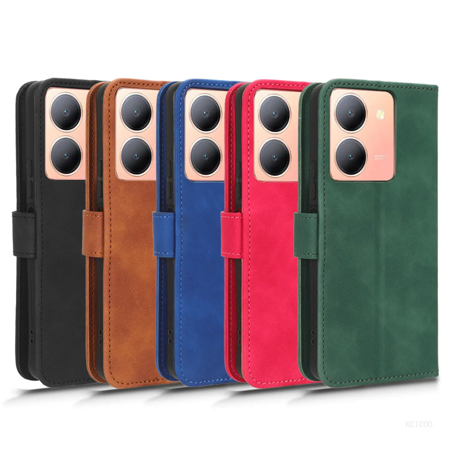 

Защитный чехол на весь корпус для Vivo Y78 Y100 5G V2239 Противоударная защита от падения с несколькими слотами для карт и зажимом для бумажника