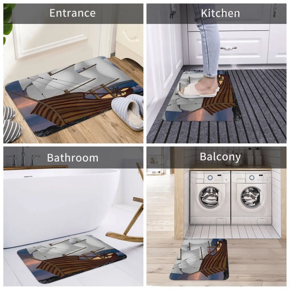 Противоскользящий напольный коврик Galleon для Парусников моющийся кухни входа