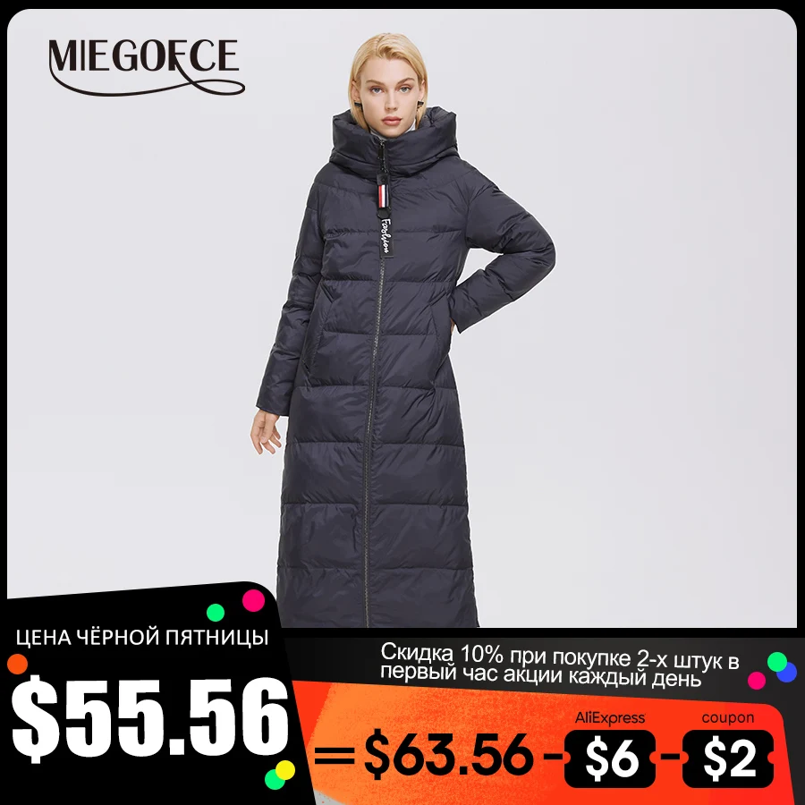 

MIEGOFCE 2022 новая коллекция зимнее женское пальто супер длинная теплая и ветрозащитная хлопковая куртка на молнии зимнее пальто ветрозащитная ...