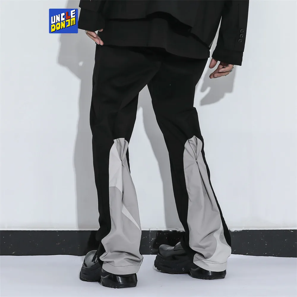 

Брюки UNCLEDONJM мужские с цветными блоками, повседневные мешковатые штаны в стиле пэчворк, дизайнерские брюки-клеш с пуговицами, шаровары