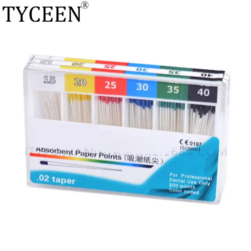 

10 boxes/2000pcs Dental Material Absorbent Paper Points Dentist Product 0.02 Taper Root Cancel Endodontics Cotton Fiber Tips
