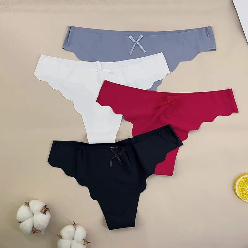 

3 PCS Women's Panties Underwear Seamless Silk Low Waist Sexy Woman G String Thongs Sexy Lady Lingerie