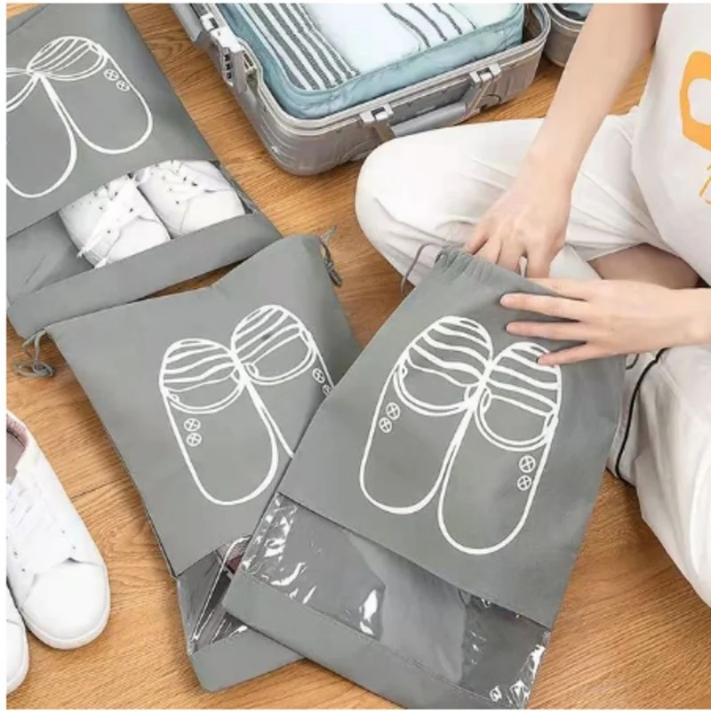 Home Environmental Protection Non Woven Cloth Harness Shoe Bag Travel Large Capacity Dust Proof Dirty Rope Storage Bag