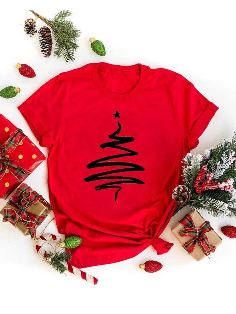 

Рождественская одежда с акварельным принтом, женская одежда с принтом, модная женская одежда, женские футболки с коротким рукавом, футболка...