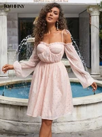 tosheiny 2022 summer vestidos women vintage print dresses sexy slash neck elegant mesh party mini dress backless clothing