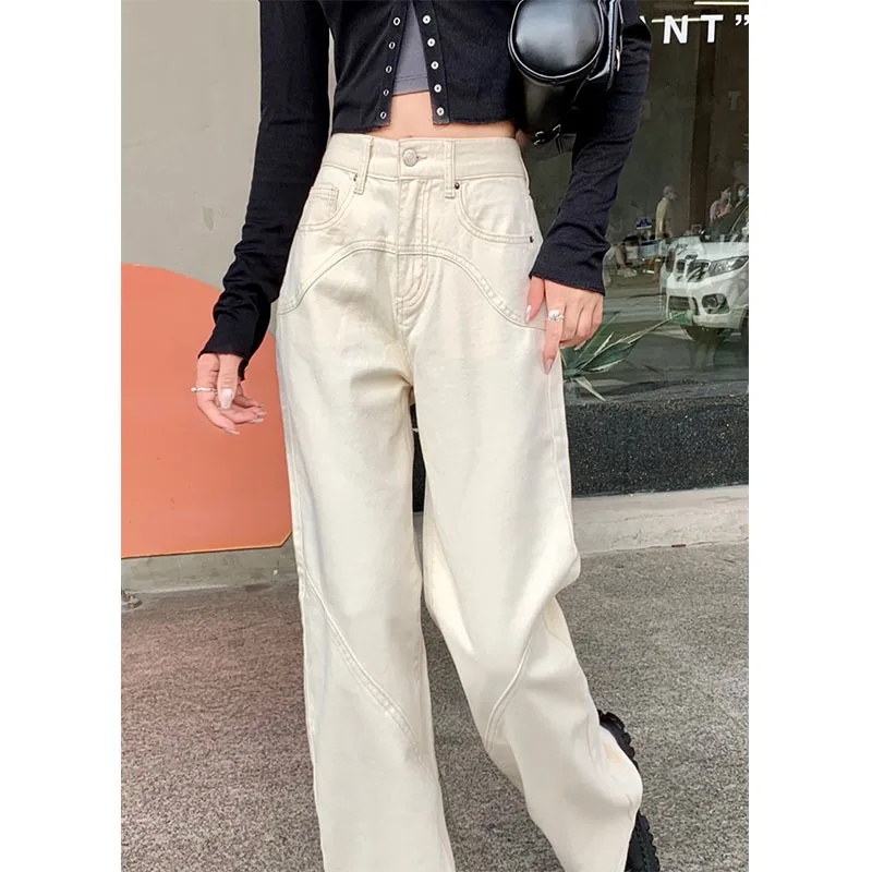 Retro Straight Loose Casual Pants Spring Skinny Wide Leg Jogger Baggy Jeans Y2K Streetwear Korean Style Clothes Women 2023
