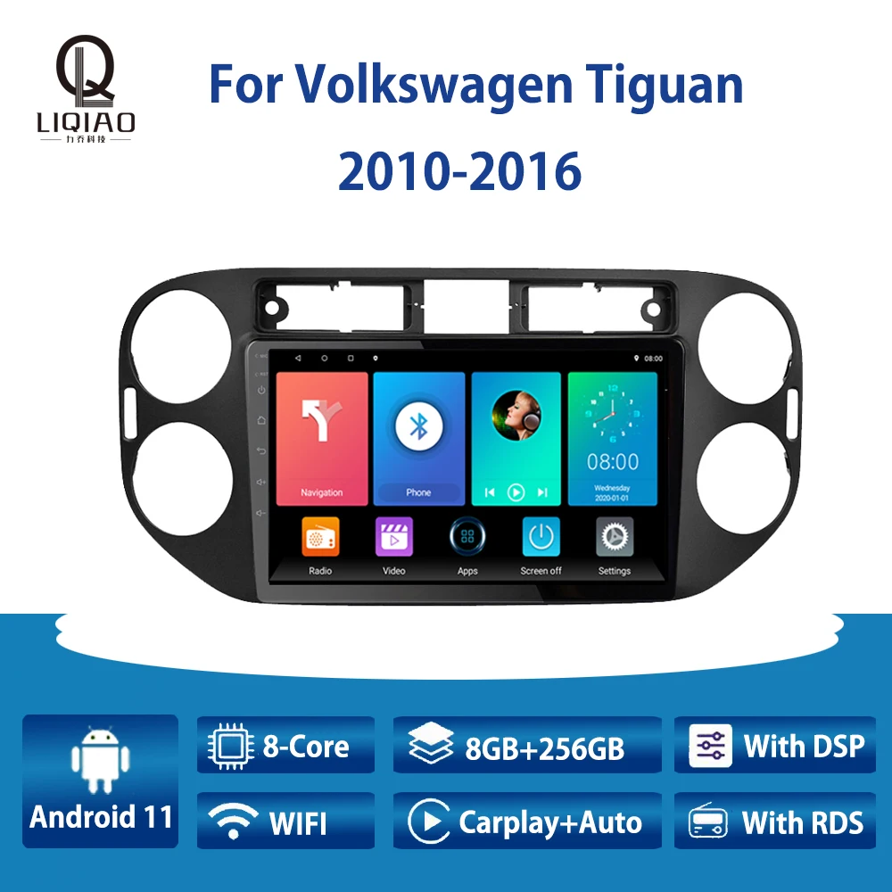 

Автомагнитола LIQIAO для Volkswagen Tiguan 2010-2016 Carplay Multimidia, видеоплеер с навигацией, GPS, камерой заднего вида, Bluetooth