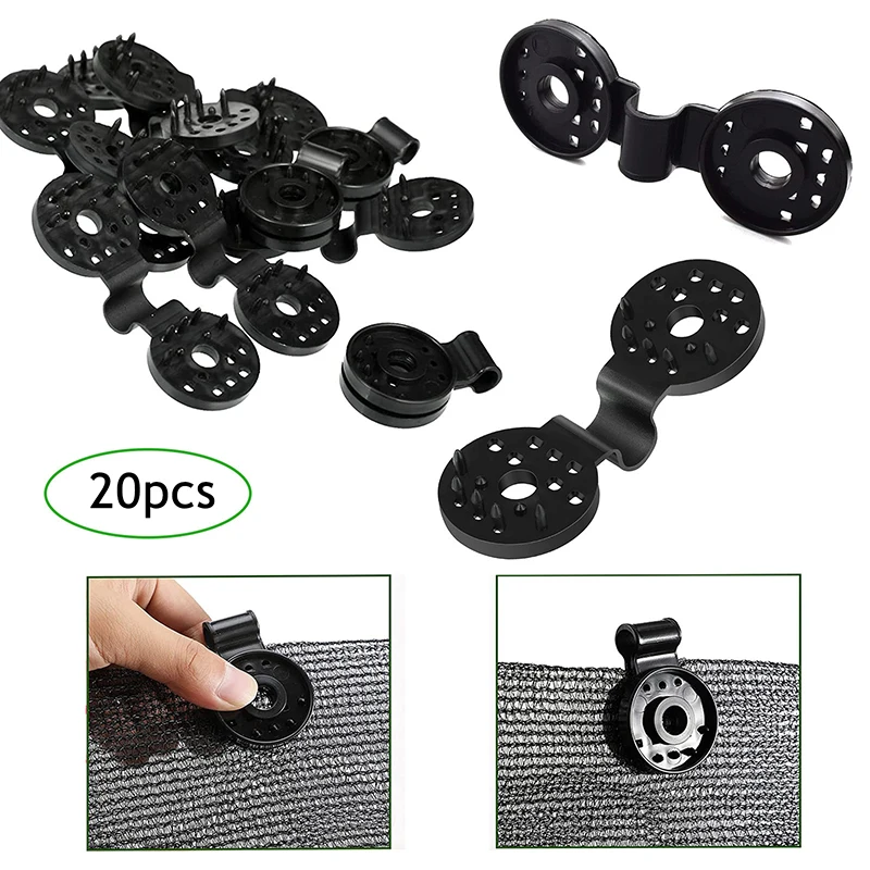 

20Pcs Sun Shade Net Clip Garden Tools Greenhouse Shade Cloth Fix Clamp Plastic Grommet Fence Netting Installation Hook