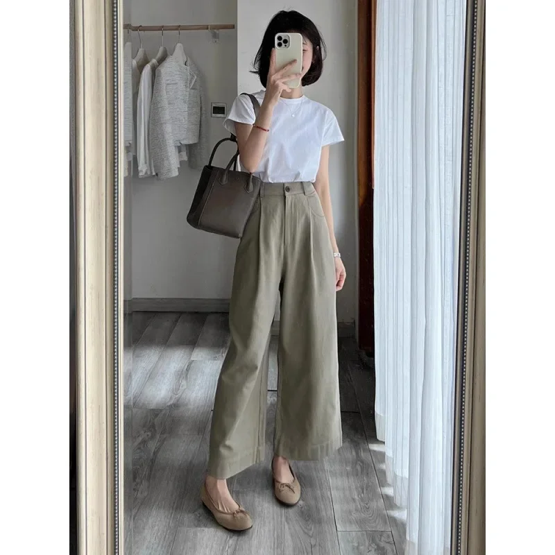 Элегантная белая футболка с плечами повседневные брюки-клеш стильный костюм