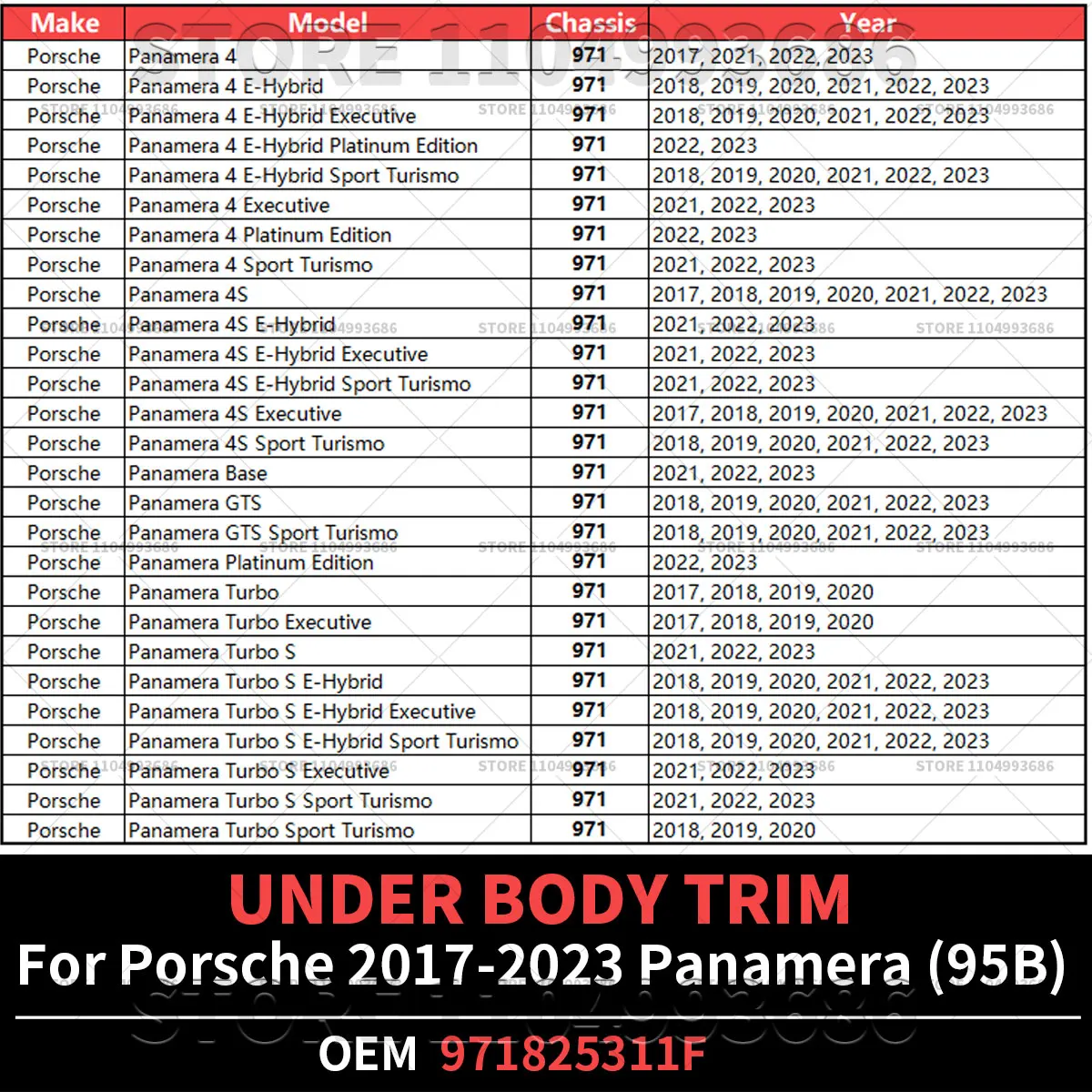 Фото Для Porsche Panamera 4 GTS S Turbo S 4S (971) 2017-2023 годов выпуска, защита днища, OEM 971825311F 971825523C №2