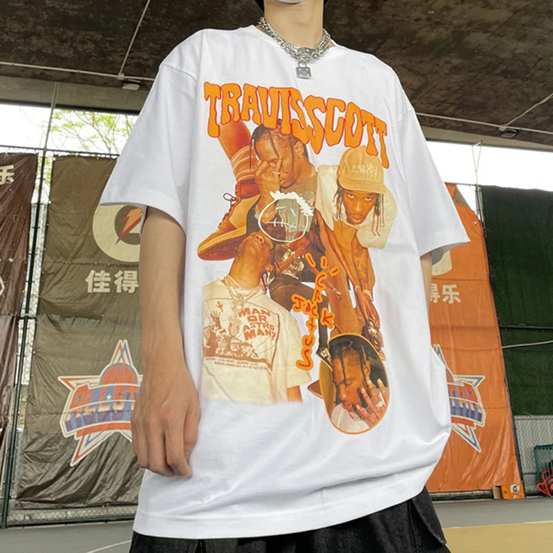 Футболка с принтом Трэвиса Скотта для мужчин и женщин в стиле хип-хоп |