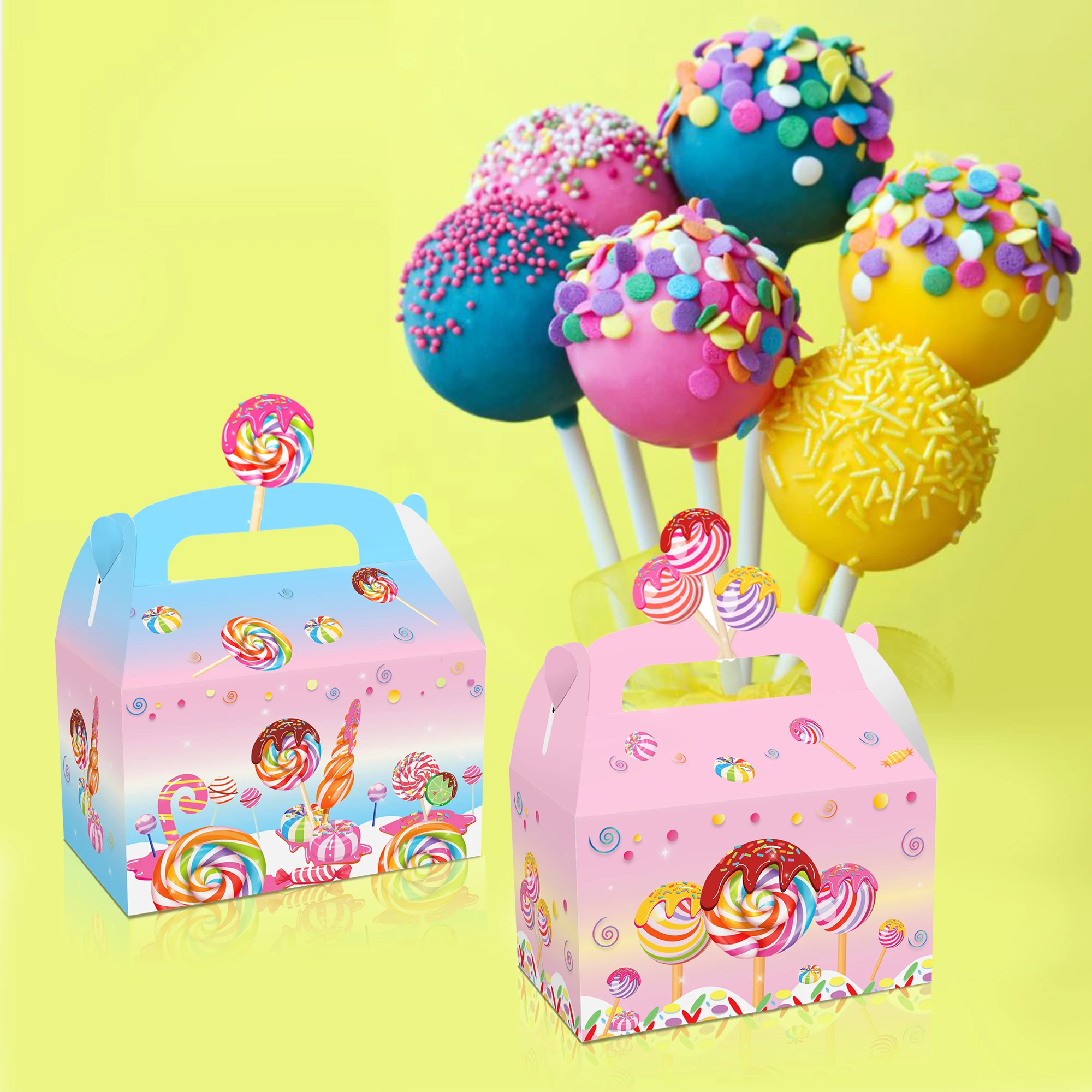 

DD124 4Pcs Sweet Girl Lollipop Candy Party Favor Box Happy Birthday Party Candy Packing Gift Bag Baby Shower Party Decors Favors