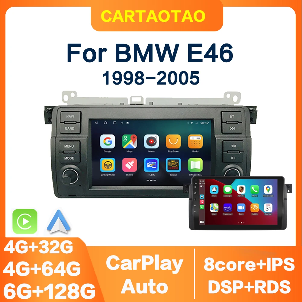 Автомагнитола Carplay 4G на Android 10 0 для BMW E46 M3 318/320/325/330/335 1998-2005 автомагнитола 2DIN с GPS и RDS