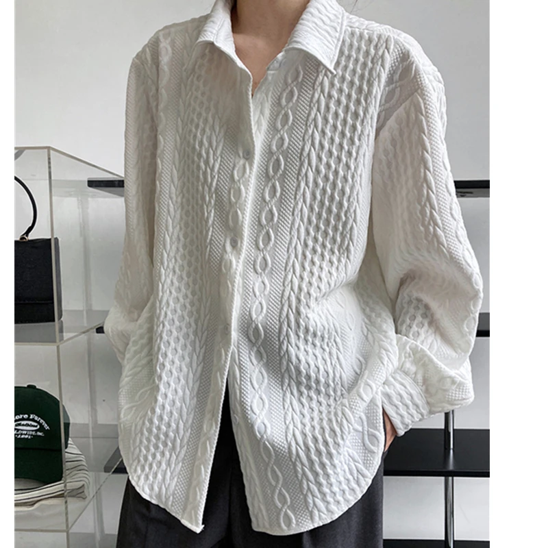 

Женская свободная рубашка-поло с длинным рукавом и напуском, модель H166 на весну и осень, 2023