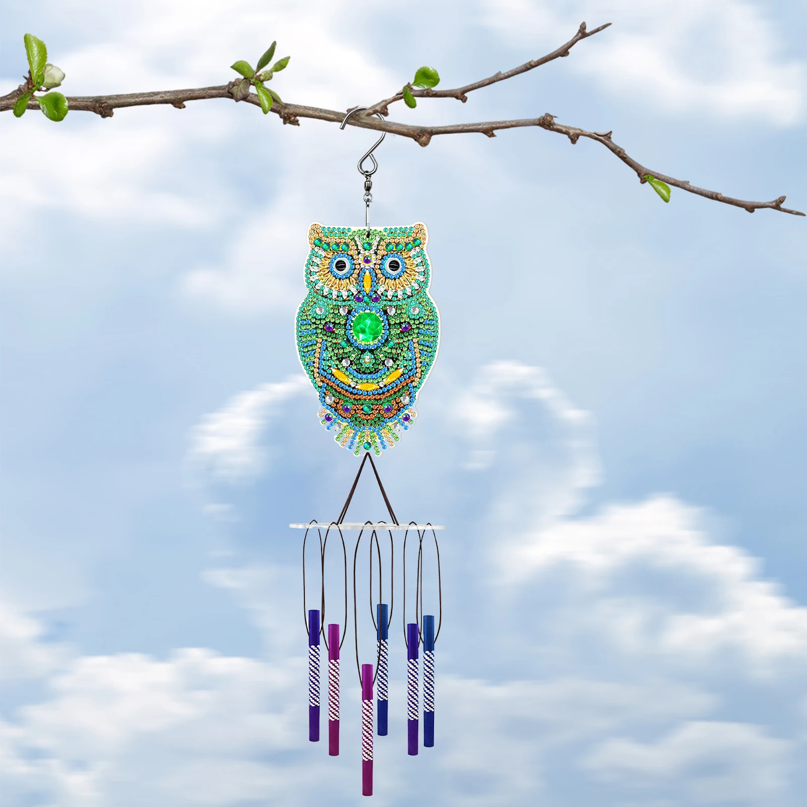 

DIY Owl Shaped Diamond Paintings Wind Chime Outdoor Hangings Ornaments Animals Windchimes Pendants for Home Garden Decoration