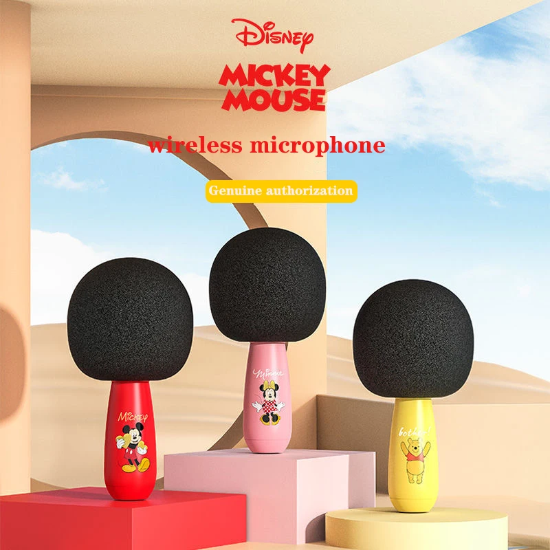 

Студийный микрофон Disney, встроенный микрофон, беспроводной bluetooth, детский микрофон для домашнего ТВ, караоке