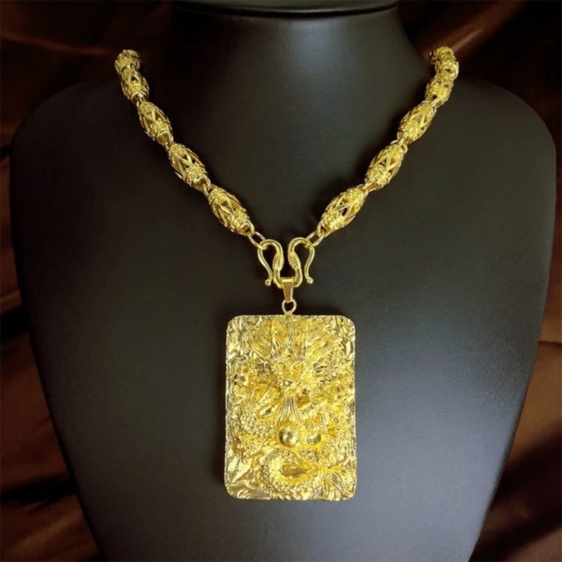 

Men Women Yellow Gold Filled The "Chinese LONG" Pendant Chain Necklace N422