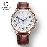ochstin gq050c genuine leather strap quartz watch for men casual multifunctional hot style quality waterproof men wristwatches
