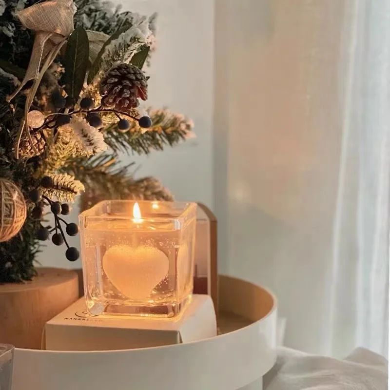 

Romantic candles heart shaped scented candles in glass wedding centerpieces for tables Valentine's Day gift luxury candle