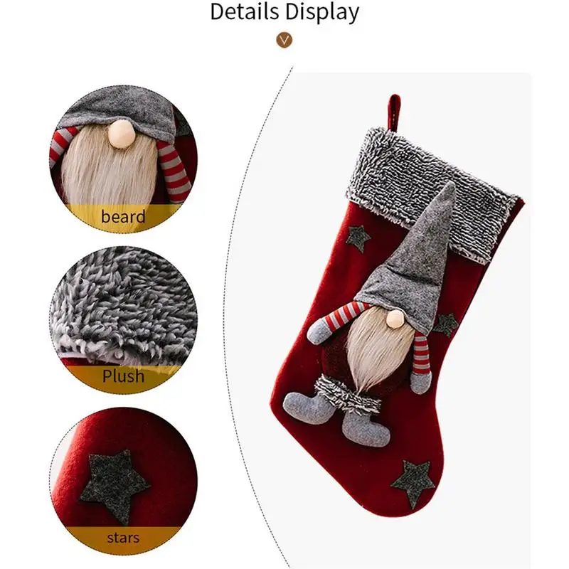 

Рождественские чулки с Санта-Клаусом, праздничные декоративные чулки, рождественские украшения, рождественские подарки, украшение для елки