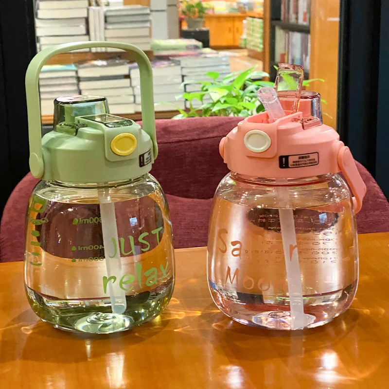 

1100/1300ML Sports Water Bottle Summer New Product Large Capacity Pot Belly Water Cup Girls Cup Student Pot Belly Cup With Straw