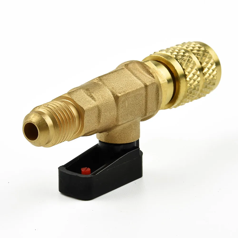 

HVAC A/C Straight SHUT-OFF Ball Valve Adapter Fits For R134a R22 R12 R410a 1/4'' Red Air Condition Refrigeration Tools