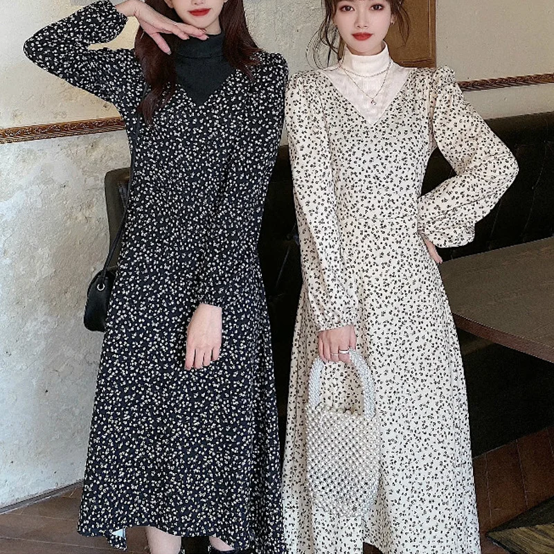 

Осеннее облегающее платье, элегантное женское платье во французском стиле с длинным рукавом и высоким воротником, платья для вечерние, женс...