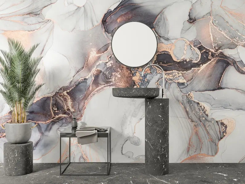 Роскошные обои с мраморным узором под розовое золото самоклеящиеся настенные