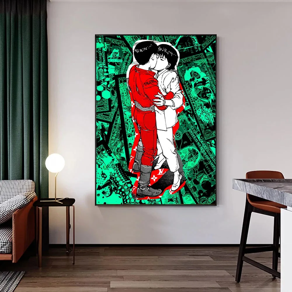 

Anime Comic Movie Canvas Painting Art Akira Poster and Print Wall Art Kaneda & Kei Kiss Picture for Living Room Home Decor