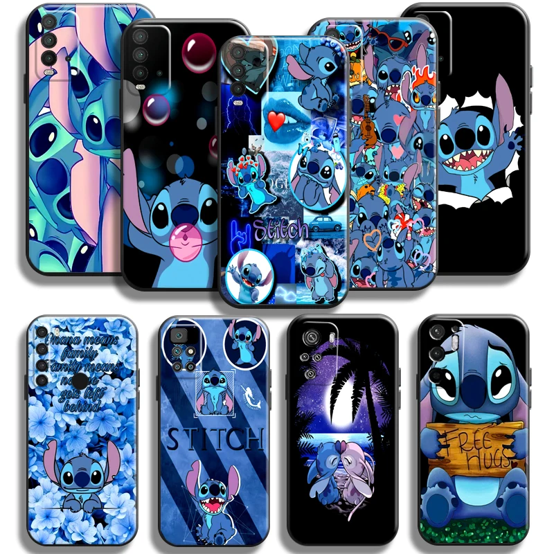 

Disney Lilo Stitch Phone Case For Xiaomi Poco M3 PRO 5G For POCO X3 Pro NFC X3 F3 GT Case Silicone Cover Black Liquid Silicon
