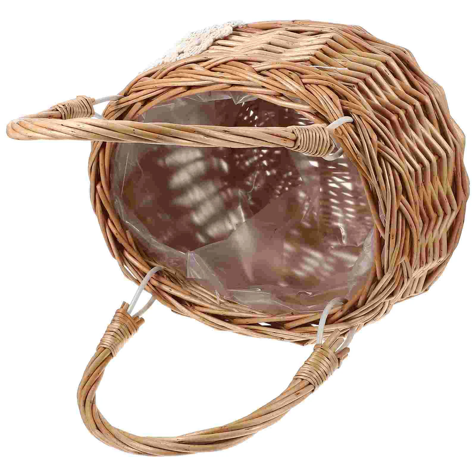

Basket Picnic Woven Wicker Rattan Flower Baskets Storage Handle Easter Eggs Hamper Candy Vegetable Fruit Market Mini Gift