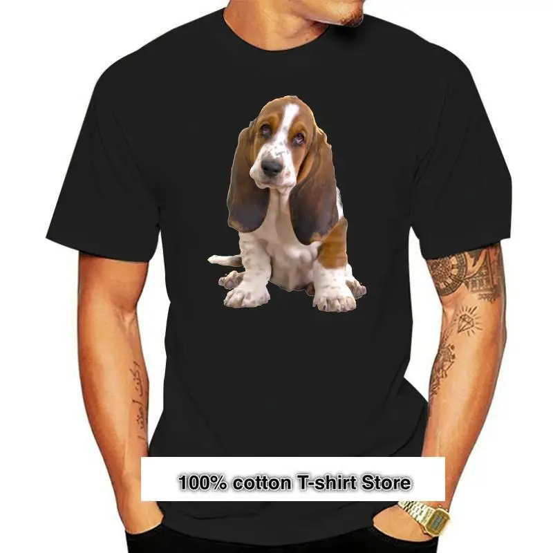 

Camiseta Funy para hombre, camisa de manga corta con cuello redondo, estampada, Basset Hound