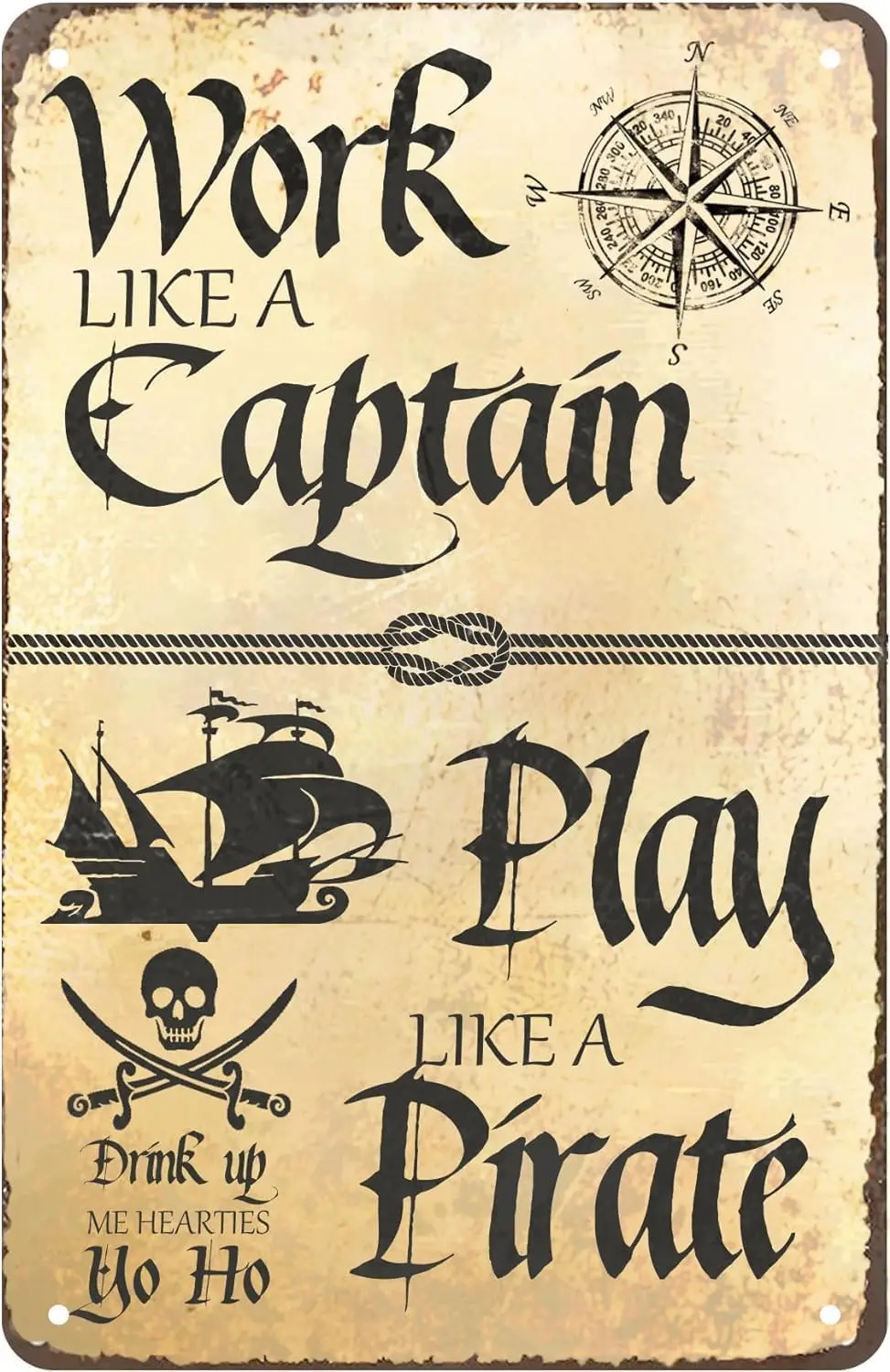 Работа как капитан Винтаж Металлическая жестяная вывеска Настенная табличка