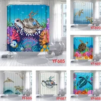 Colorful Sea Turtle Shower Curtain Waterproof Print Bath Mat Set Toilet Rugs High Quality Anti-slip Carpets Bathroom Decorative