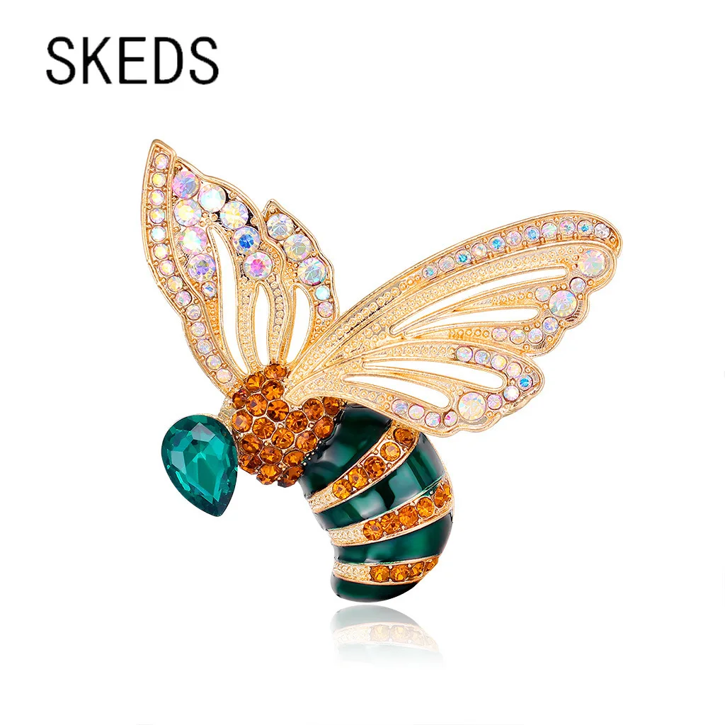 

SKEDS Exquisite Crystal Bee Brooch Pin For Women Men Insect Metal Badges Clothing Coat Jewelry Women's Men's Brooches Pins Gift